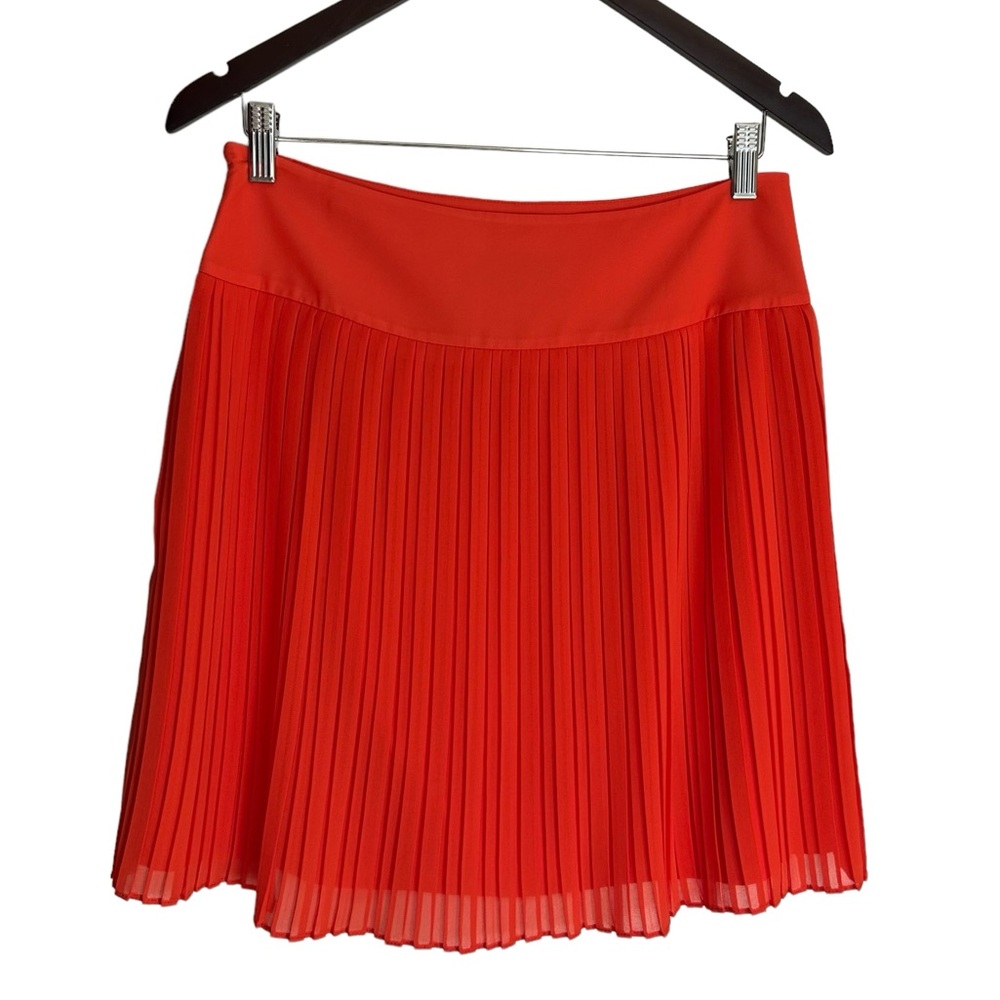 Loft Pleated Orange Mini Skirt Size 2